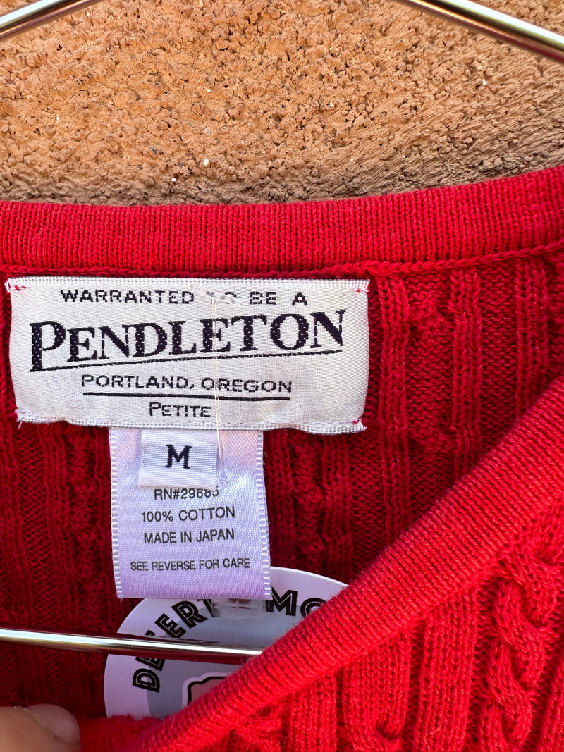 Red Pendleton Short Sleeve Cotton Sweater