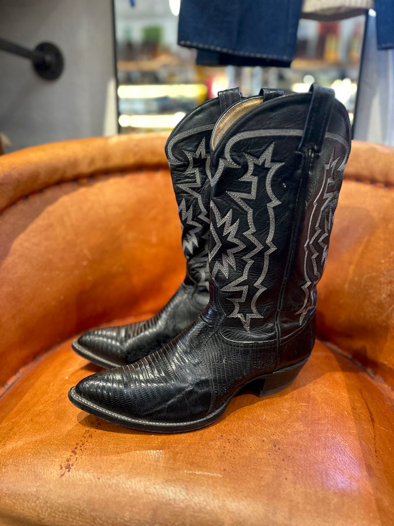Black Iguana & Leather Tony Lama Cowboy Boots, Men's 11E