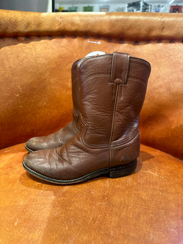 Kid's Brown Leather Justin Boots, 10 1/2