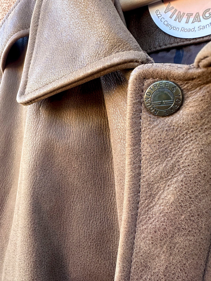 Vintage 1990's Brown Leather Roundtree & Yorke Bomber Jacket