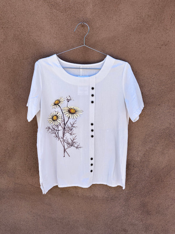 Cotton Sunflower Blouse with False Button Line