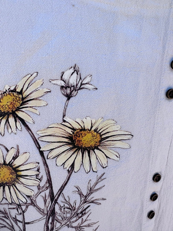 Cotton Sunflower Blouse with False Button Line
