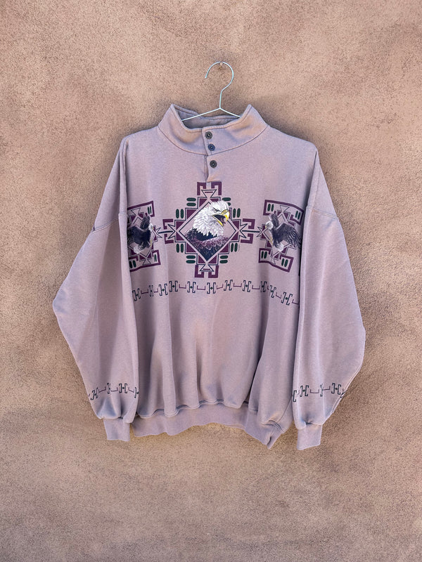 Brown Southwestern Style Bald Eagle Sweatshirt