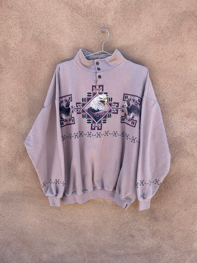 Brown Southwestern Style Bald Eagle Sweatshirt