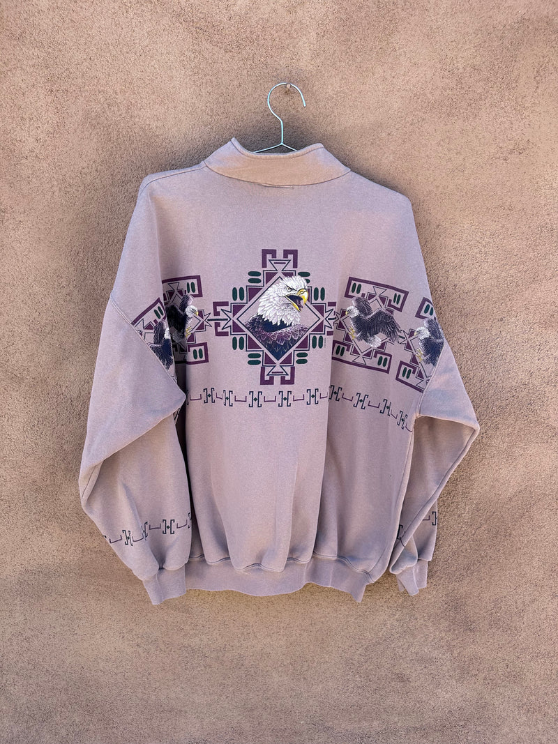 Brown Southwestern Style Bald Eagle Sweatshirt