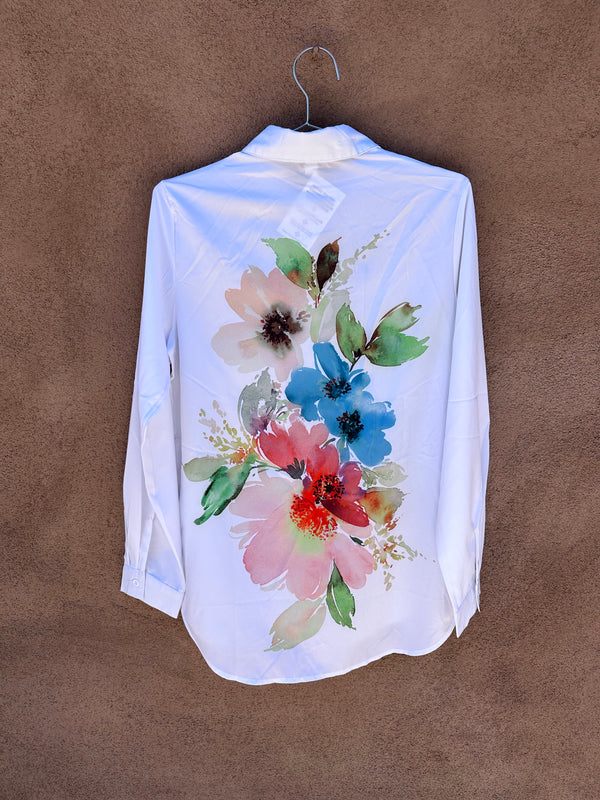 Long Sleeve Satin Floral Blouse