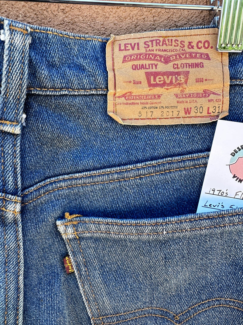 1970's Flared Levi's 517's 30 x 31 Jeans (fit closer to 27/28)