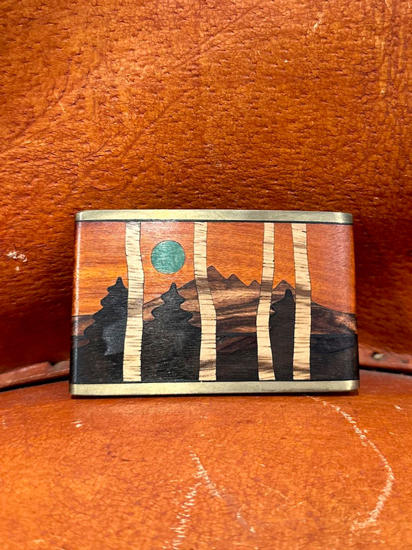 Aspens K. Reid Turquoise/Wood Inlay Belt Buckle