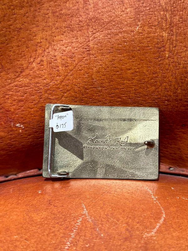 Aspens K. Reid Turquoise/Wood Inlay Belt Buckle