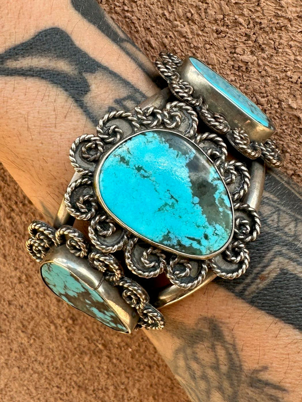 1950's Era Turquoise and Sterling Silver Cuff