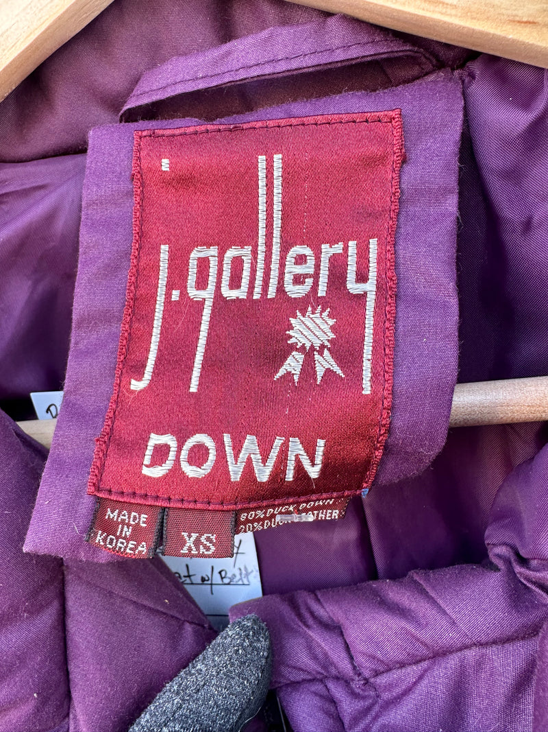 Purple J. Gallery Down Coat with Belt