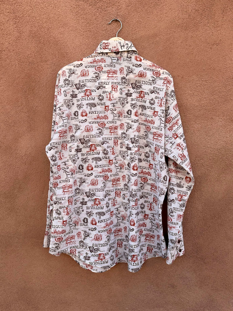 1970's Sears Jeans Joint All Around Print Antiques Shirt