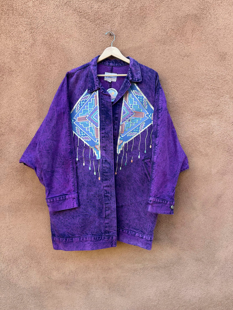 Purple Sundance Denim Jacket with Puff Paint - as is