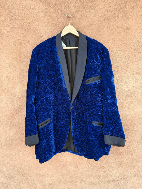 Blue Crushed Velvet Smoking Jacket