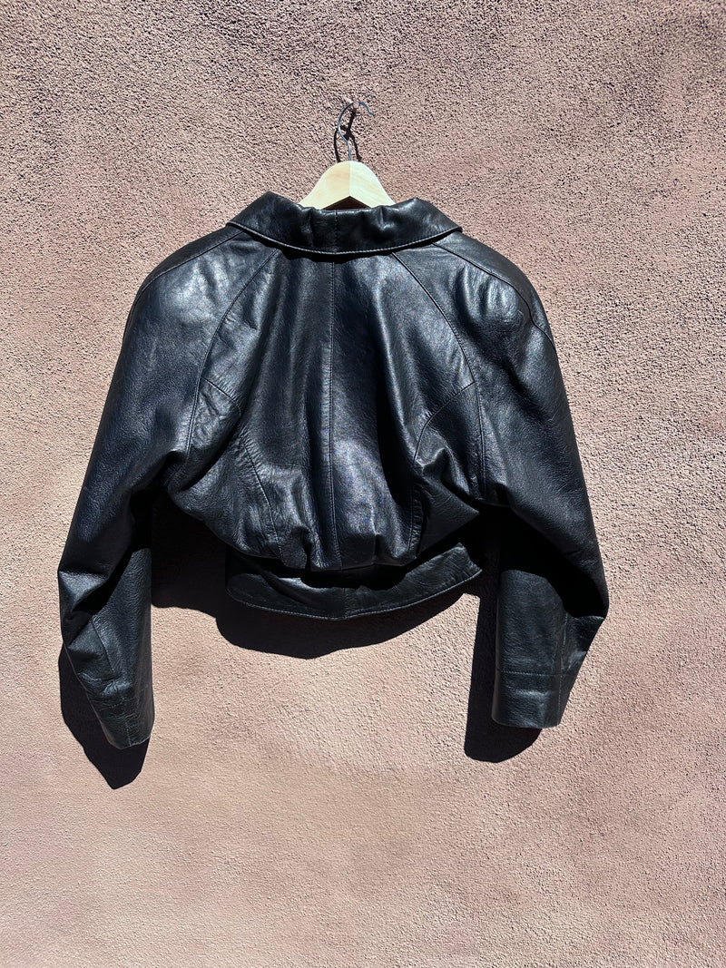 Black Leather Tannery West Cropped Jacket