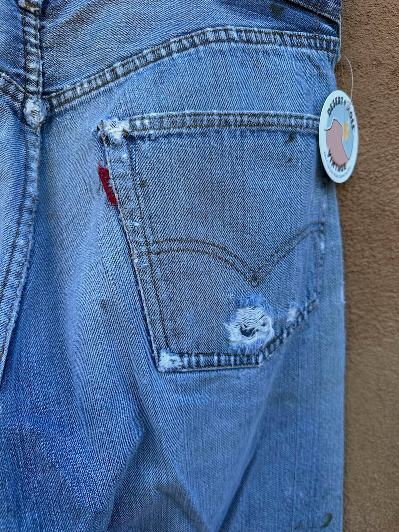 1950's Levi's Redline Big E Distressed and Patched Jeans, Fits 32 x 28
