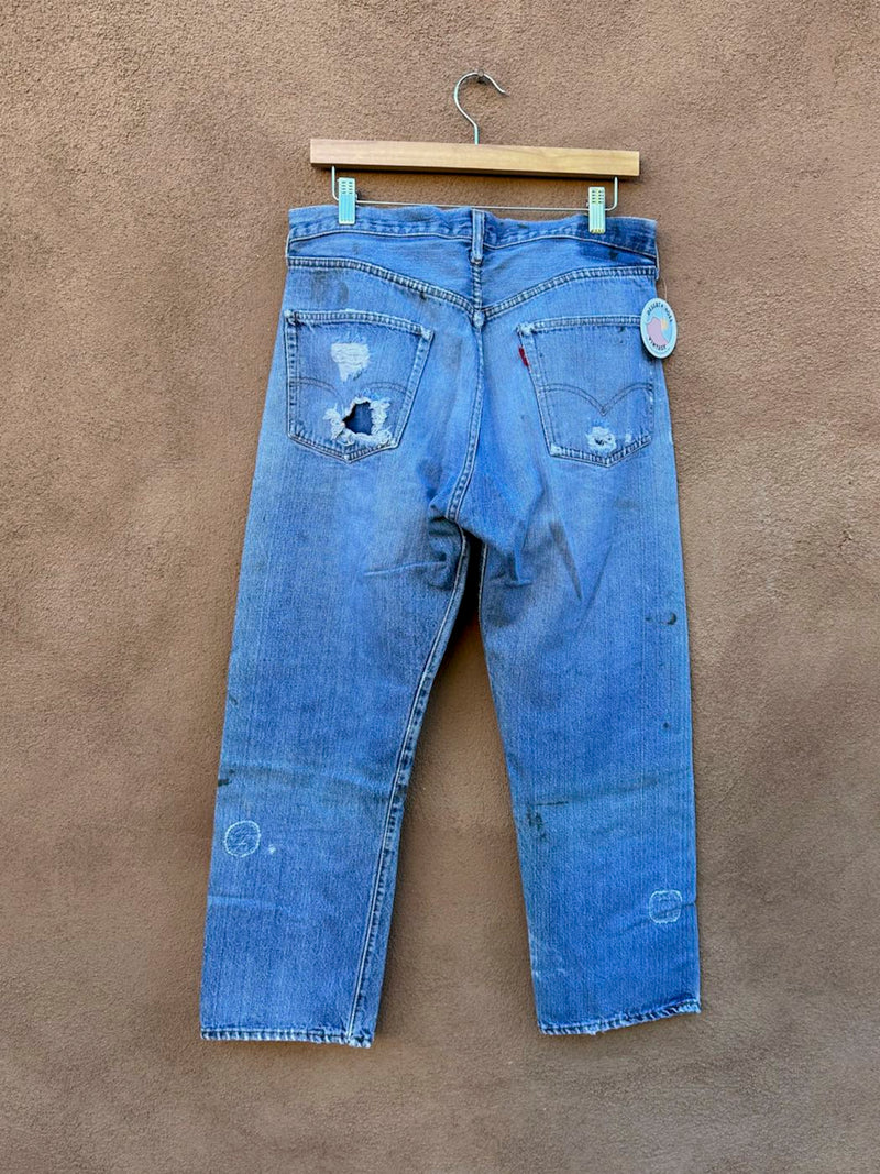 1950's Levi's Redline Big E Distressed and Patched Jeans, Fits 32 x 28