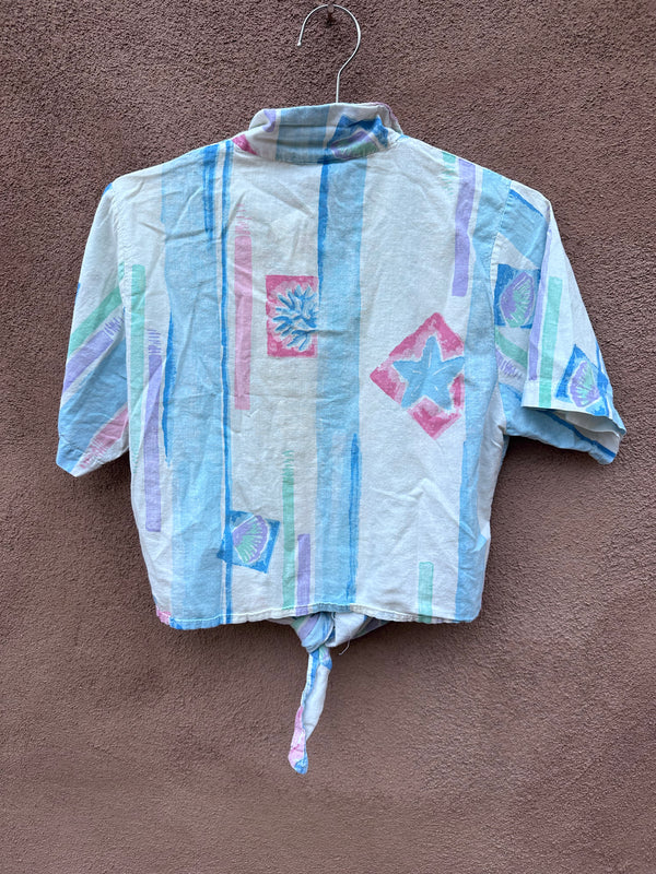 Seashell & Coral Waist-Tie Blouse by Cotton Connection - Cropped