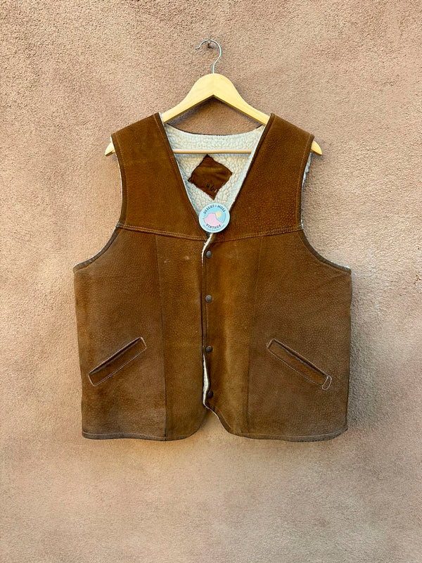 Suede Cowboy Vest with Faux Shearling, as is