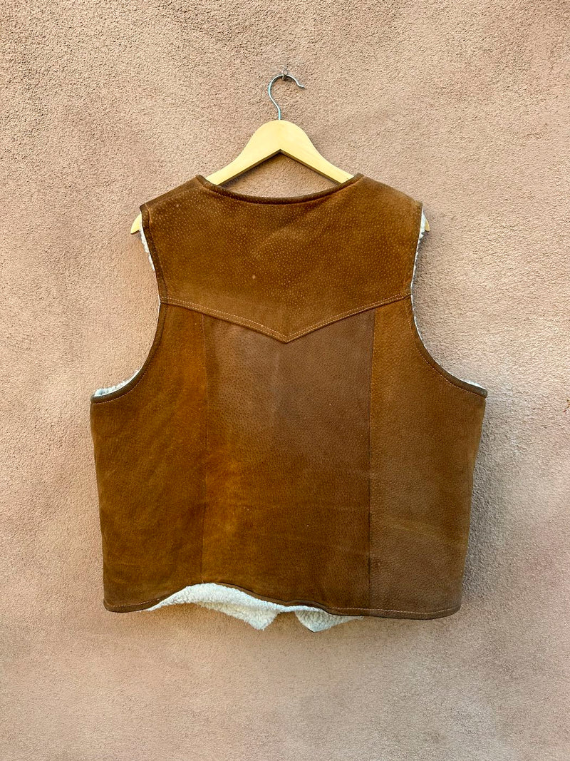 Suede Cowboy Vest with Faux Shearling, as is