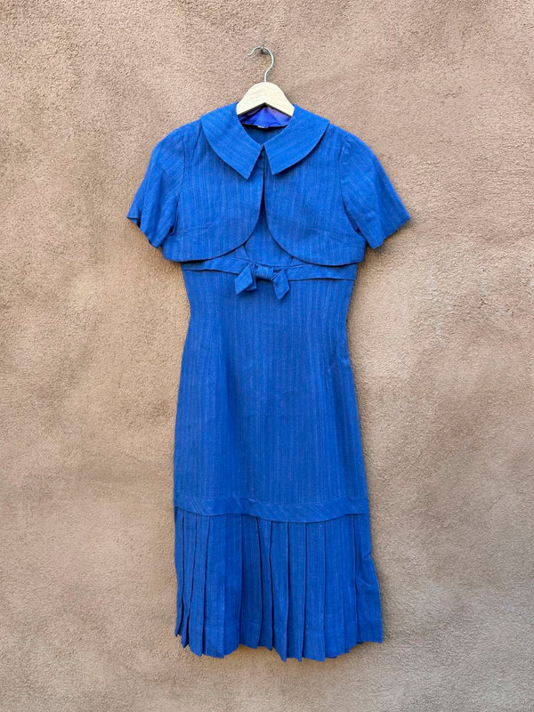 1960's Blue Cotton Dress with Bolero Jacket