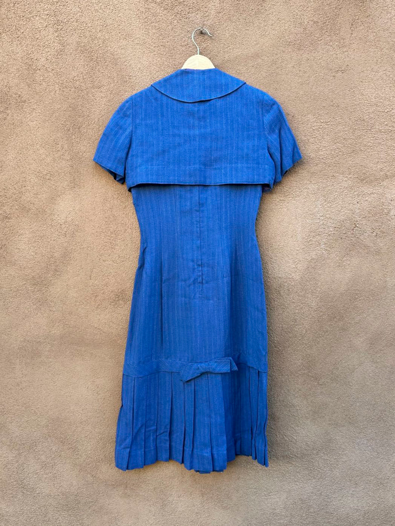 1960's Blue Cotton Dress with Bolero Jacket