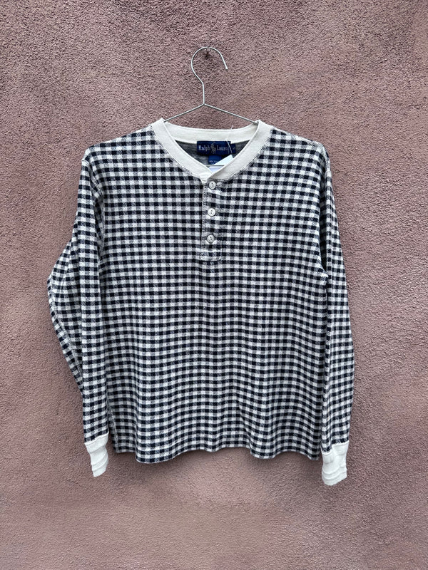 1980's Ralph Lauren Long Sleeve Henley Check Top