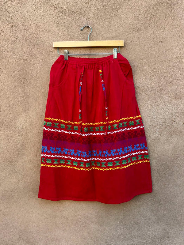 Red Cotton Embroidered Guatemala Skirt