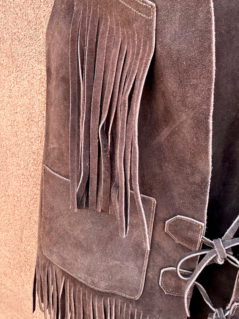 Dark Brown Boho Suede Fringe Vest