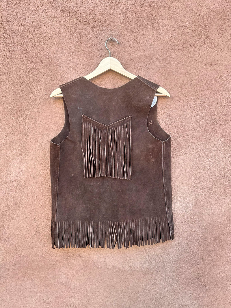 Dark Brown Boho Suede Fringe Vest