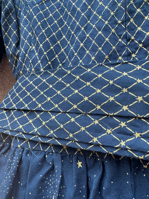 Navy & Gold Starry Belted Dress