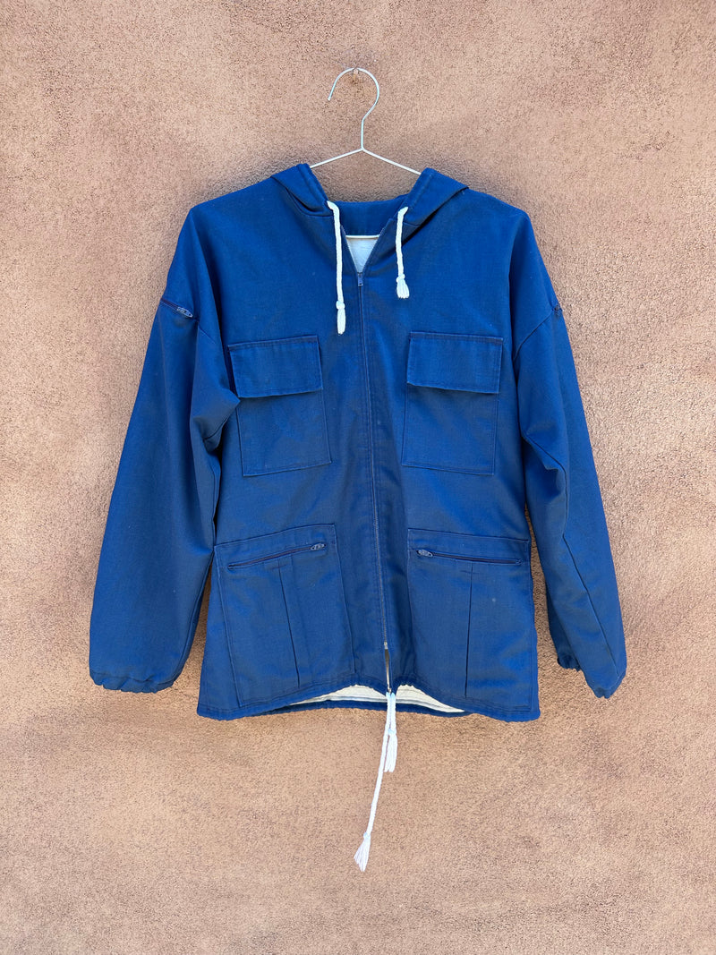 Navy Blue Hooded Utility Jacket