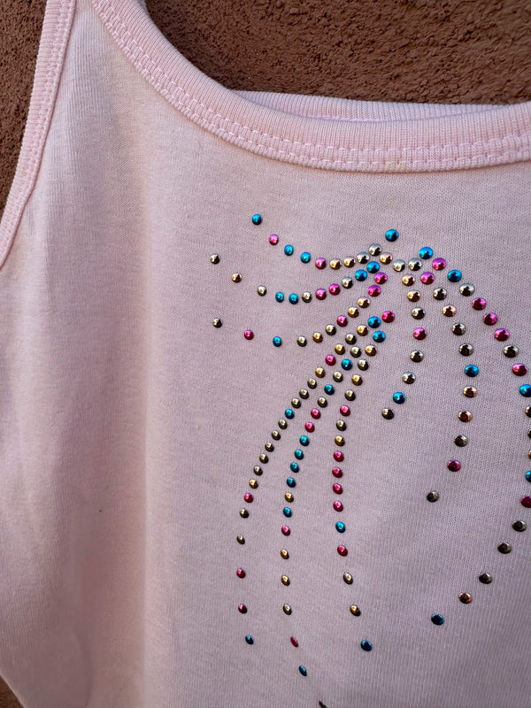 Pink 90's Tank Top with Bedazzlement
