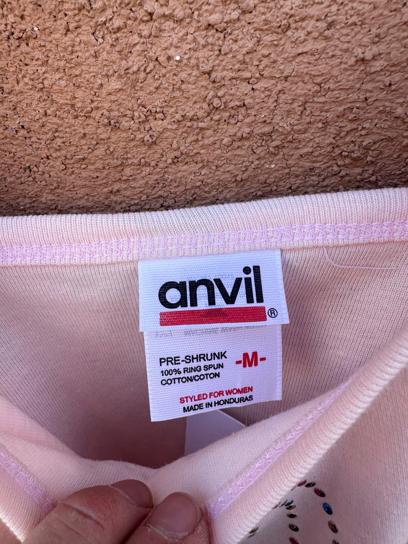 Pink 90's Tank Top with Bedazzlement