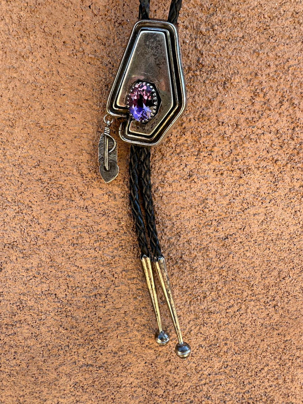 Amethyst & Sterling Silver Bolo Tie