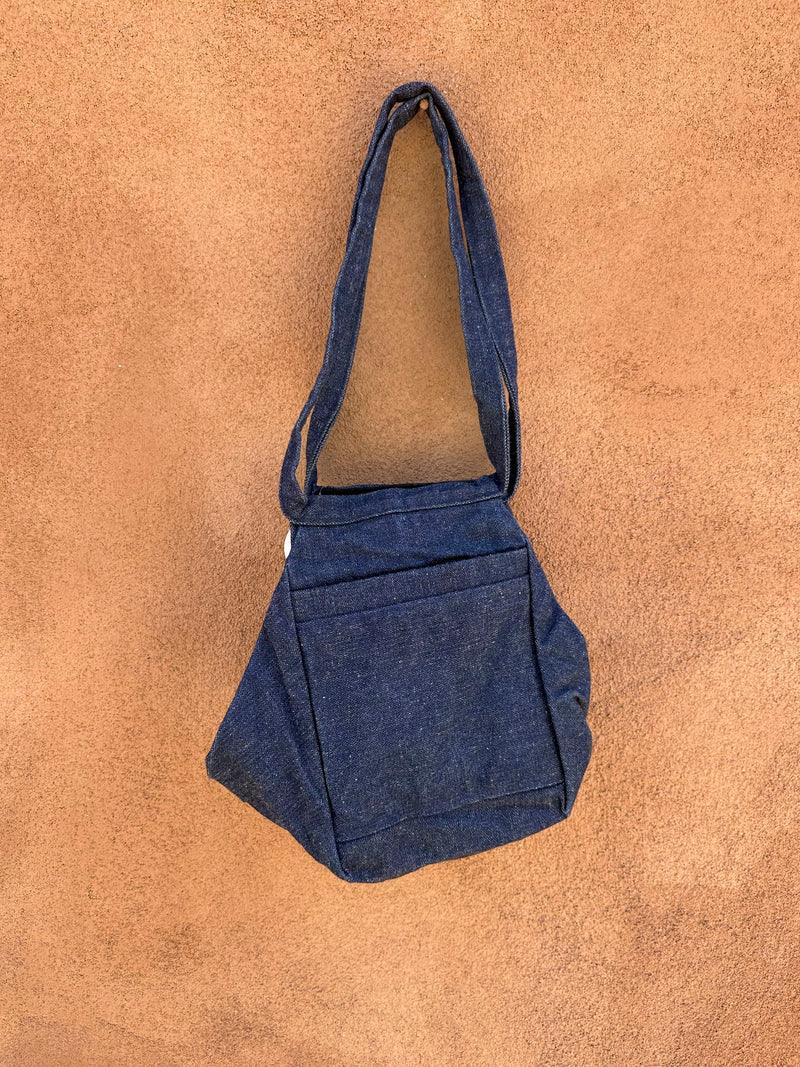Denim Purse with Hand Painted Pottery