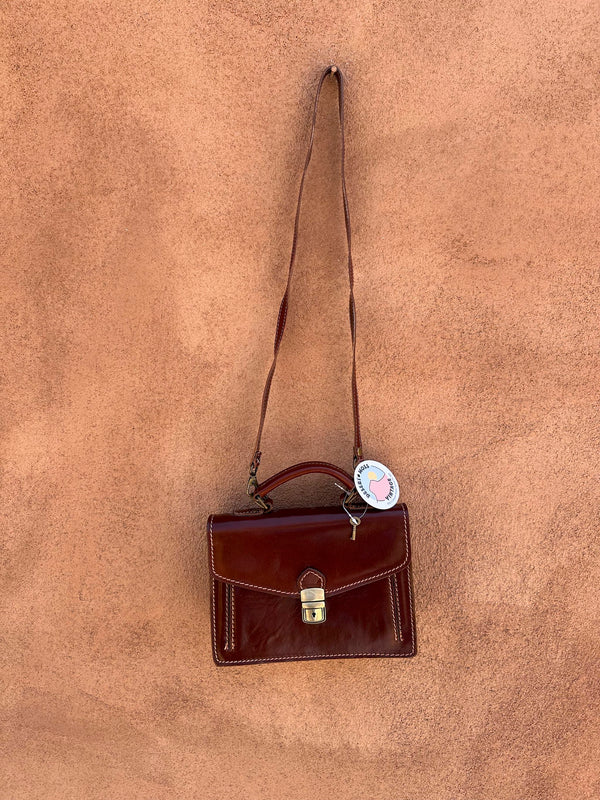 Brown Leather Purse with Key & Lock