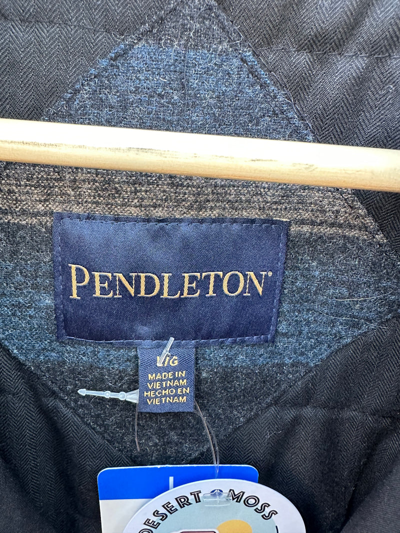 Blue & Tan/Gray Striped Wool Blend Pendleton Jacket