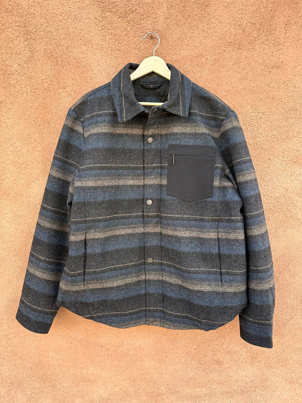 Blue & Tan/Gray Striped Wool Blend Pendleton Jacket