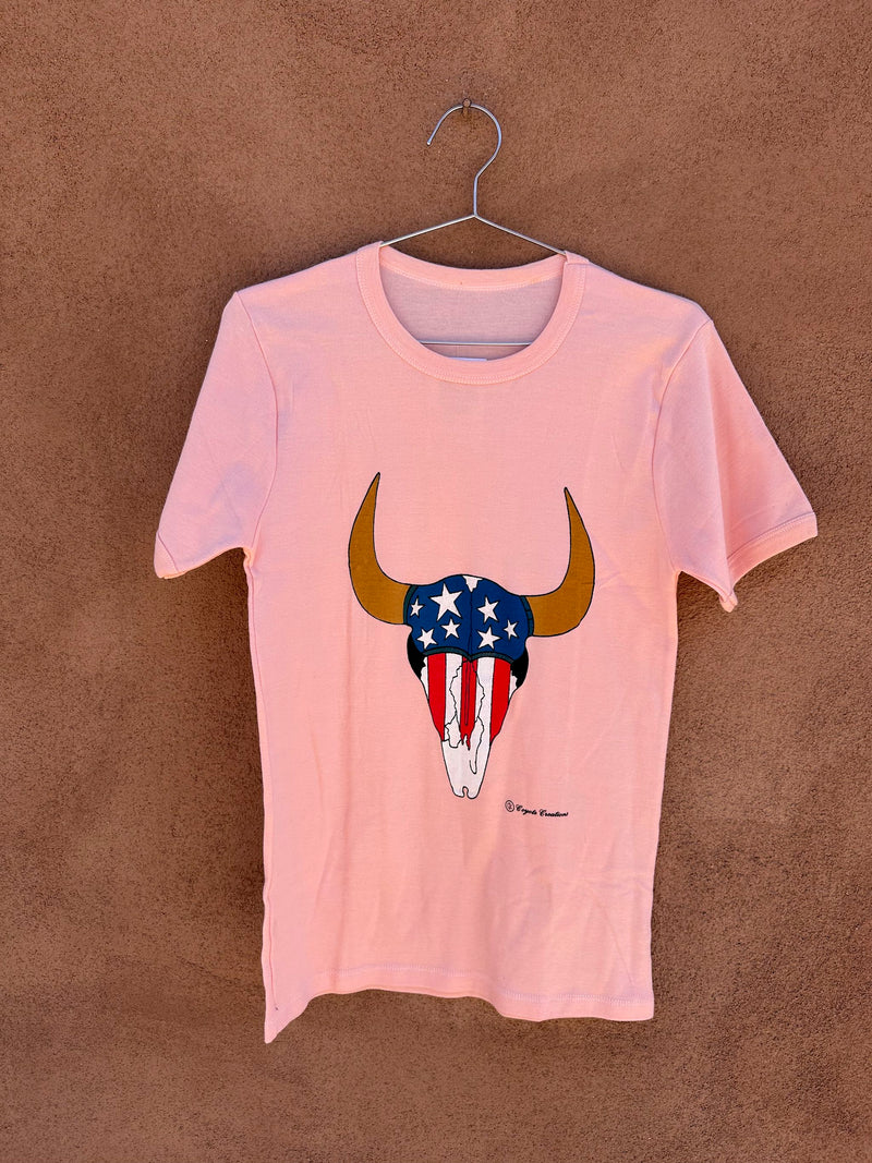 Peach USA Bison Skull by Coyote Creations