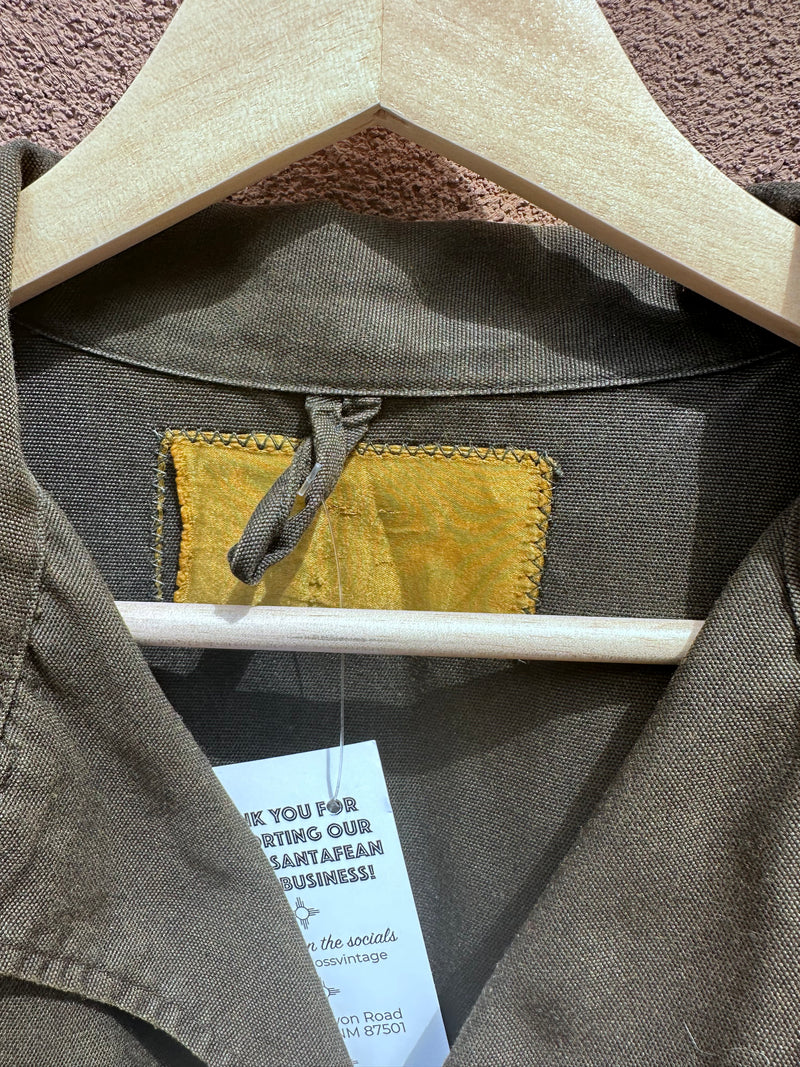 Greenish-Brown Military Multi-Pocket Utility Jacket