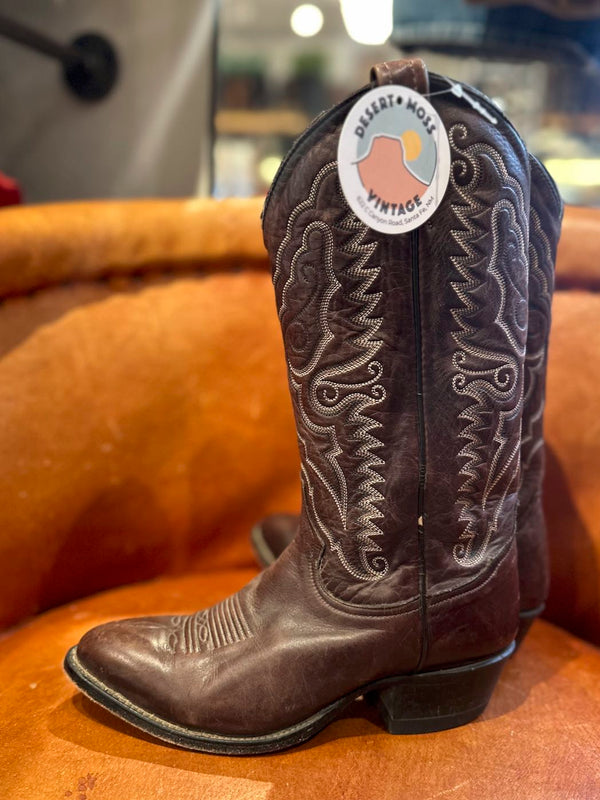 Wine Colored Tony Lama Boots Men's 7D, Women's 9 Wide - as is