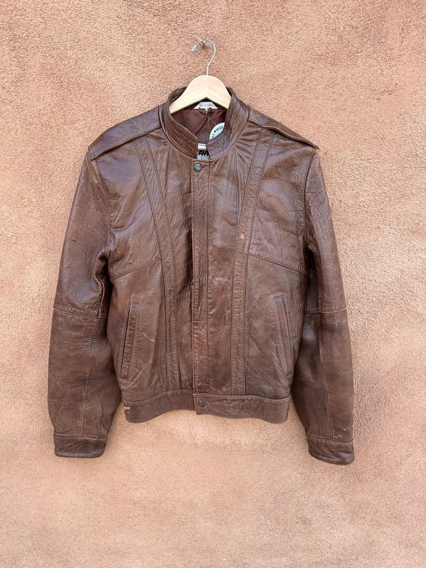 L'Avion Brown Leather Bomber - Size 40 - as is