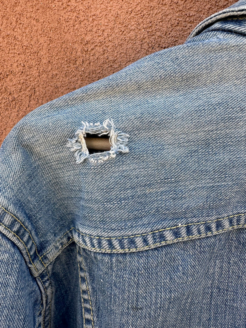 1970's Black Label Lee Denim Jacket, Med/Large - as is