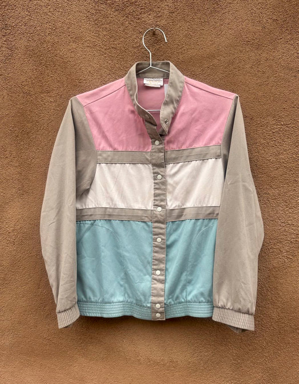 1980's Color Block Lightweight Button Up Sweatshirt