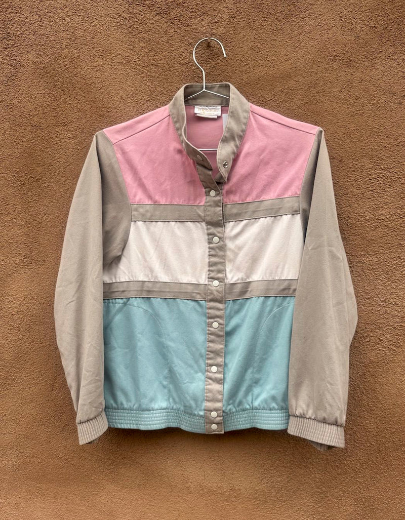 1980's Color Block Lightweight Button Up Sweatshirt