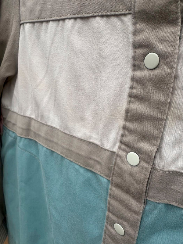 1980's Color Block Lightweight Button Up Sweatshirt