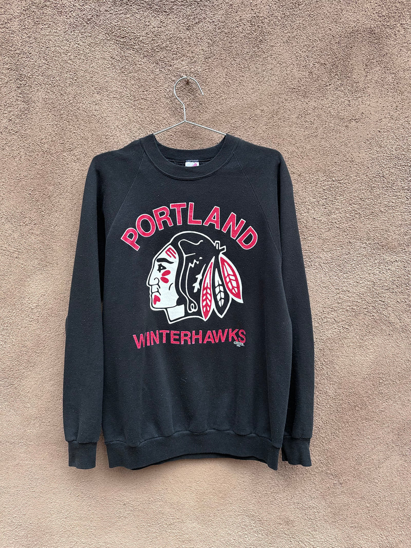 1980's Portland Winterhawks Black Sweatshirt