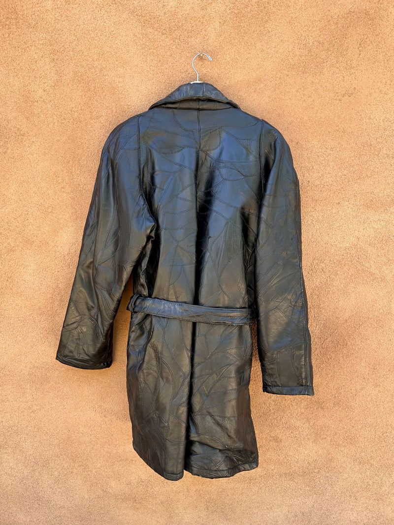 Black Lamb Leather Patchwork Belted Jacket