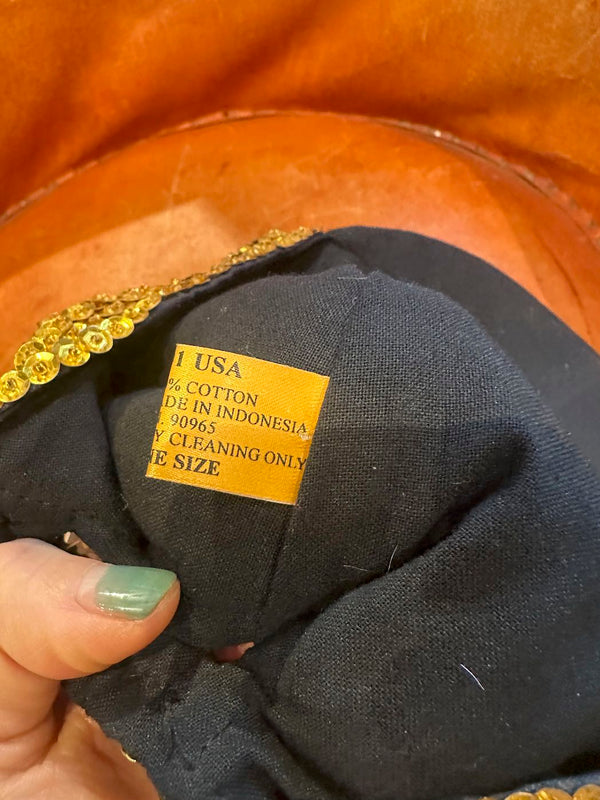 Gold & Black Sequined Cap